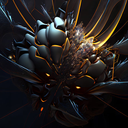 Abstract fractal computer generated composition with various geometrical shapes.の素材