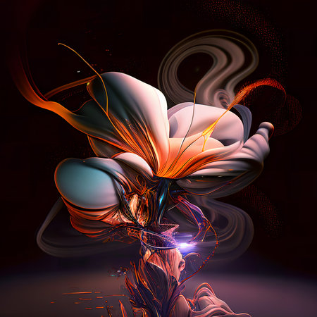 Abstract flower on a black background. 3d rendering, 3d illustration.の素材