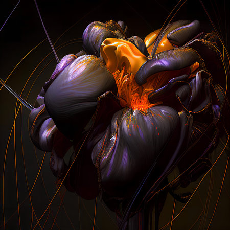 3D rendering of abstract fractal composition with floral elements. computer generated graphics.の素材
