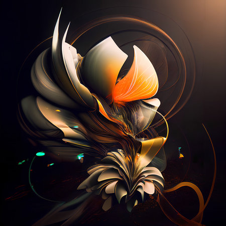 abstract fractal computer generated composition with various geometrical shapesの素材