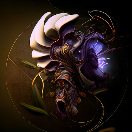 abstract fractal computer generated composition with various geometrical shapesの素材