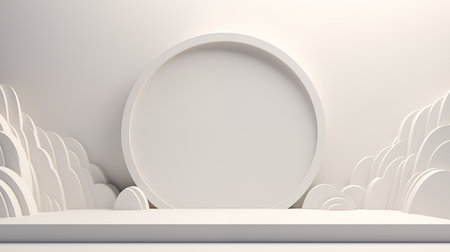 3D rendering of minimal geometric forms, podium for product presentation.の素材