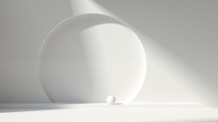 White minimal geometric background. Abstract shapes composition. 3d render illustrationの素材