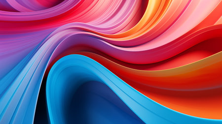 abstract colorful background with smooth wavy lines. 3d render illustrationの素材