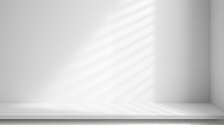 Empty white room with shadow on the wall. 3D rendering.の素材