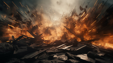Burning metal with sparks and smoke in the dark. 3d renderingの素材
