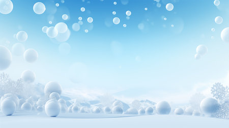 Winter background with snowflakes and bokeh. 3D illustrationの素材