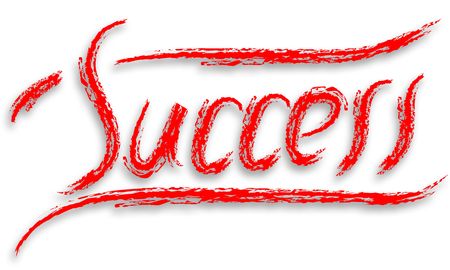 Success word red painting illustration isolated on white backgroundの写真素材