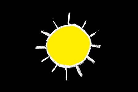 Weather forecast symbol on a blackboard, child chalk drawing stylization の写真素材