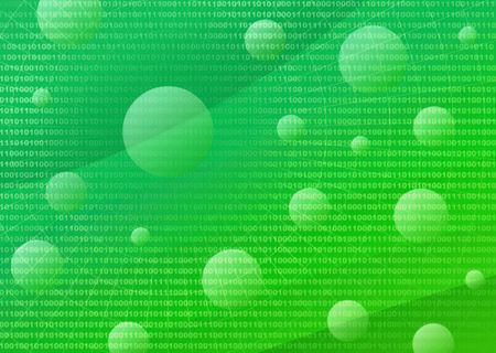 Digital space 2D background with spheres and digitsの写真素材