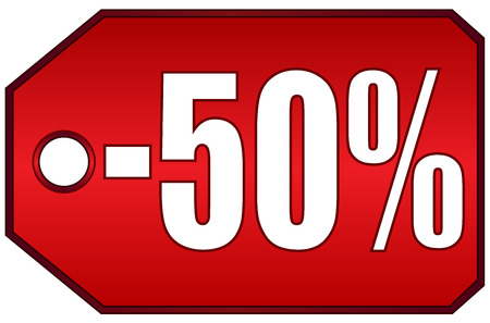 Price tag with -50% illustration isolated over white backgroundのイラスト素材