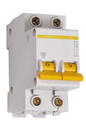 Electric power switch isolated over white backgroundの写真素材