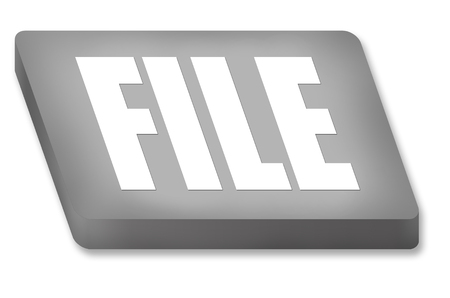 Grey isometry plastic button  "File" isolated over white backgroundの写真素材
