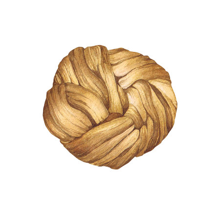 Watercolor illustration of baking. Hand drawn bun from isolated clip art on white background. A bright and appetizing picture of a realistic watercolor bun for menus, signs, packaging, textiles, printing.の写真素材