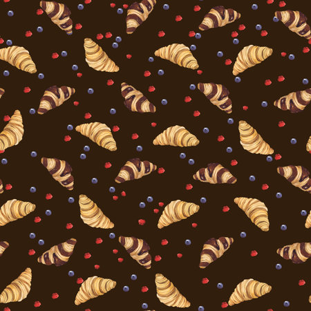 Watercolor illustration of of baking. Hand-drawn pattern from isolated clip art on a white background. Bright and appetizing pictures of realistic watercolor buns for menus, signs, packaging, textiles, printed materials.の写真素材