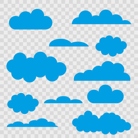Set of blue clouds on transparent background.のイラスト素材