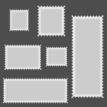 Six gray frames for photos are depicted on a gray background in chaotic order.のイラスト素材