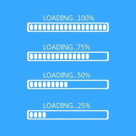 Four stages of loading on a blue background.のイラスト素材