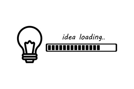 Light bulb in the form of an idea that loads the image on a white background.