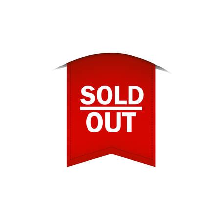 The red tape on which is written Sold Out is depicted on a white background.のイラスト素材
