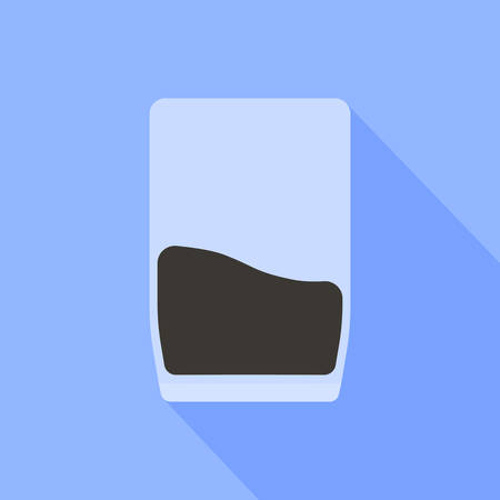 A glass of coffee is depicted on a blue background.のイラスト素材