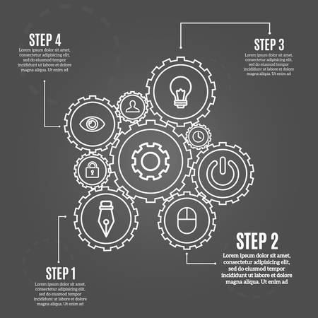 The white mechanical infographic on the gray background is indicated by the text.のイラスト素材
