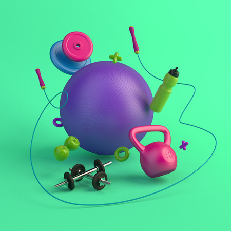Female fitness concept 3d renderの写真素材