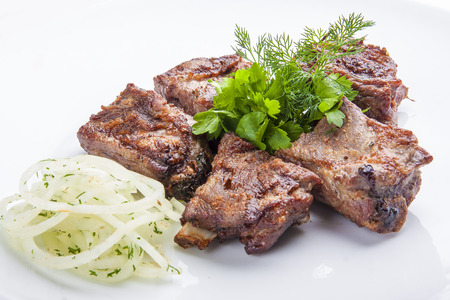 Shish kebab from pork tenderloin with onionの写真素材