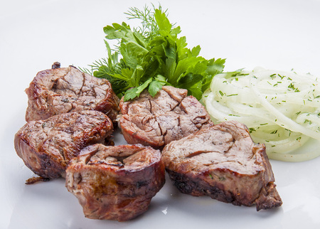 Shish kebab from pork tenderloin with onionの写真素材