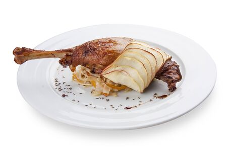 Snack to beer. Duck leg with cabbage.の写真素材