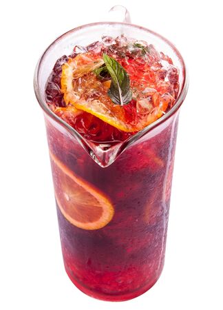 Sangria on a white background. Classic Spanish drinkの写真素材