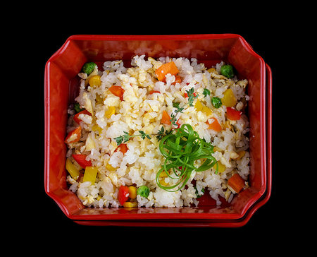 Rice with vegetables in a box