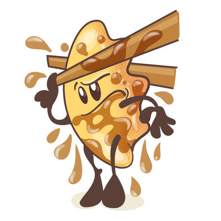 Japanese fried dumplings Gyoza. Fun cartoon character. Inside sticks. On white background. Vectorのイラスト素材