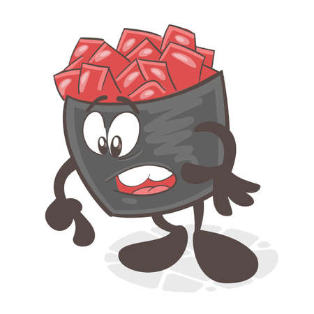Sushi. A funny cartoon character. Asian cuisine. Vector illustration isolated on white backgroundのイラスト素材