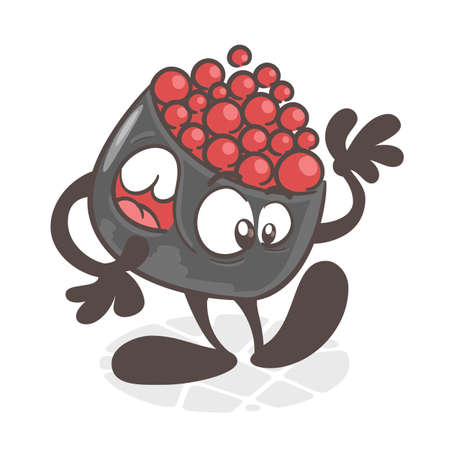 Sushi. A funny cartoon character. Asian cuisine. Vector illustration isolated on white backgroundのイラスト素材