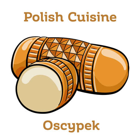 Polish traditional cheese oscypek, Oscypek isolated on white. Polish cuisine.のイラスト素材