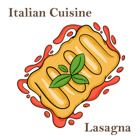 Traditional italian lasagna with minced beef bolognese sauceのイラスト素材