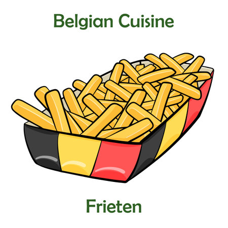 Schale mit Pommes frites. Belgian fried potatoesのイラスト素材