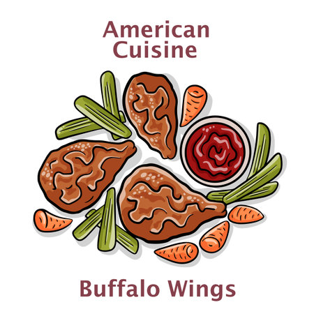 Hot and Spicy Buffalo Chicken Wingsのイラスト素材
