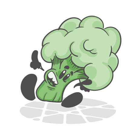 Broccoli. Funny vegetables. cute cartoon character. Vector illustration isolated on white backgroundのイラスト素材