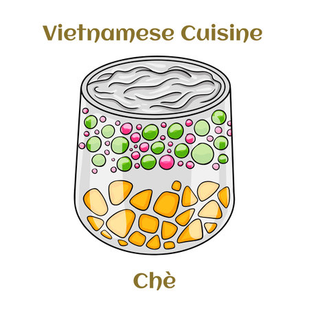 Che, vietnamese cold sweet dessert soup. Isolated vector illustration.のイラスト素材