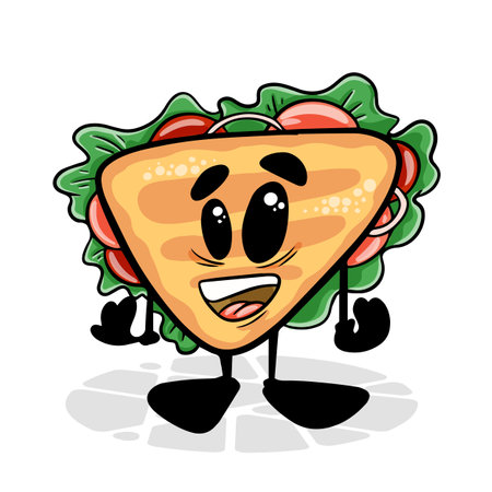 Sandwich. Funny cartoon character. Vector isolated backgroundのイラスト素材