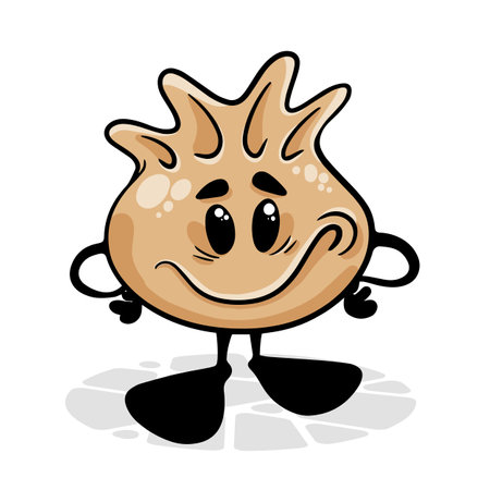 Dim Sum. Funny cartoon character. Vector isolated backgroundのイラスト素材