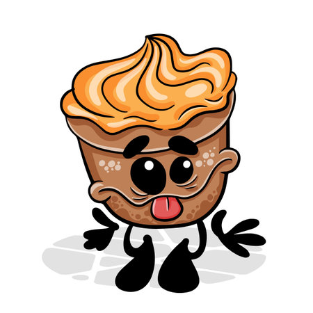 sweet cake. Funny cartoon character. Vector isolated backgroundのイラスト素材