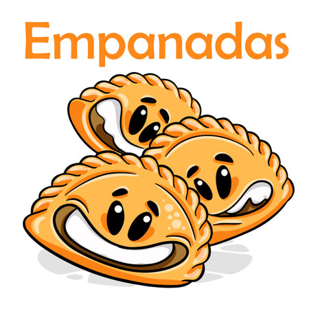 empanadas. Funny cartoon character. Vector isolated backgroundのイラスト素材