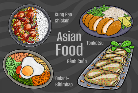 Asian Food Vectors: Hand-drawn & Vector.のイラスト素材