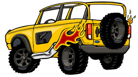 cartoon 4x4 suv with open topのイラスト素材