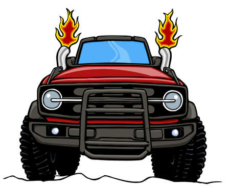 cartoon 4x4 suv with hard top front viewのイラスト素材