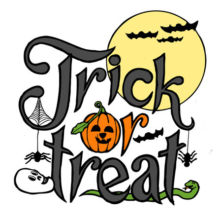 trick or treat halloween design with pumpkinのイラスト素材