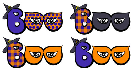 Halloween boo with mask and witches hatのイラスト素材